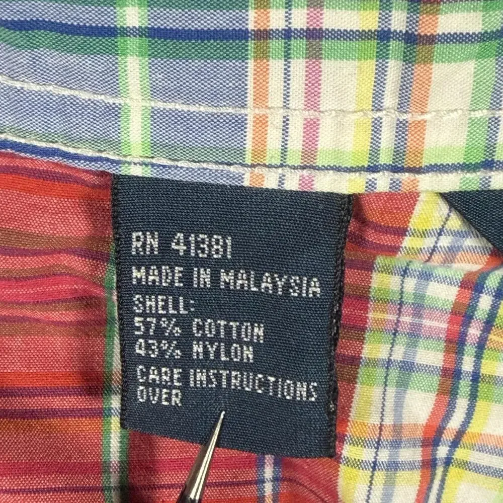 Polo Ralph Lauren Mens 36 Madras Plaid Cargo Board Shorts Swim Trunks Y2K Resort